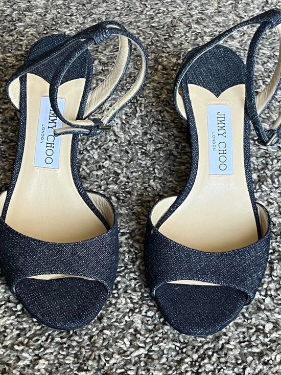 Jimmy Choo Shoes - Jimmy Choo Miranda 65 Navy Denim Heels 38/US 7.5 Dainty Luxury Bridesmaid Chic